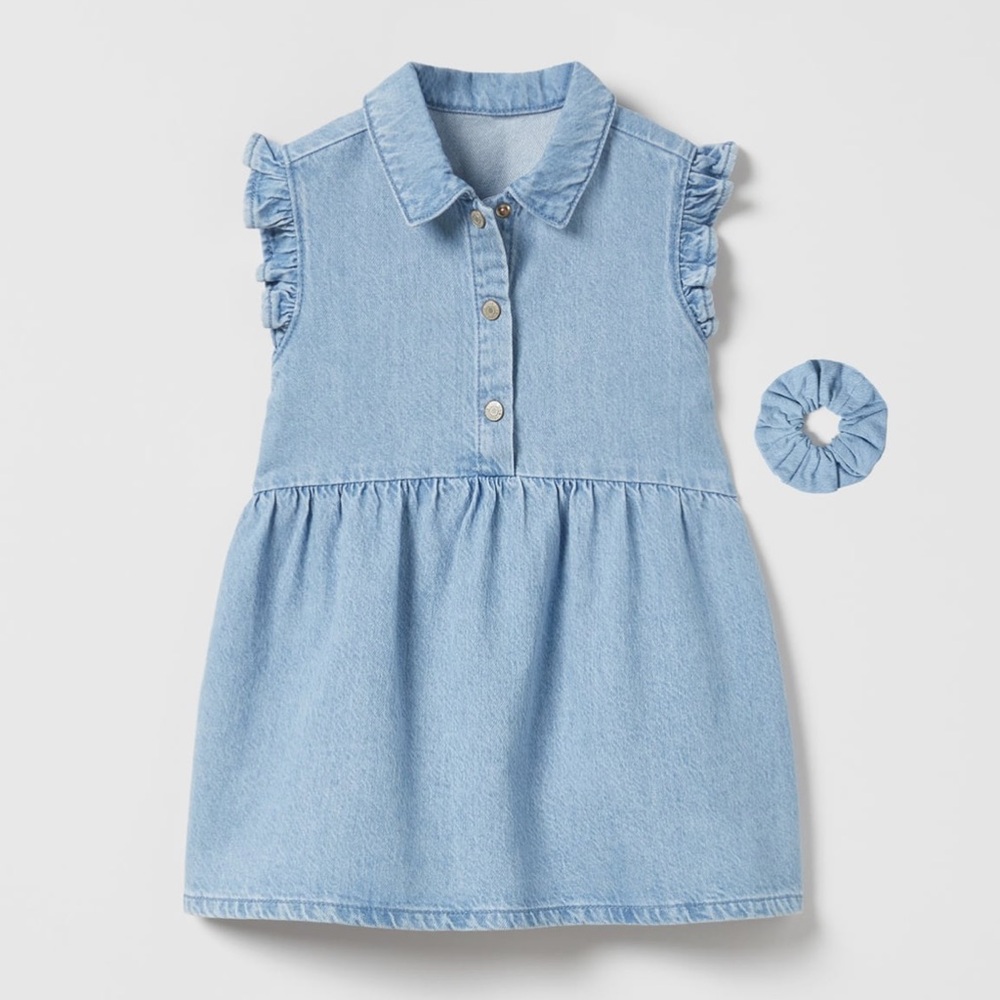 ZARA DENIM DRESS WITH SCRUNCHIE